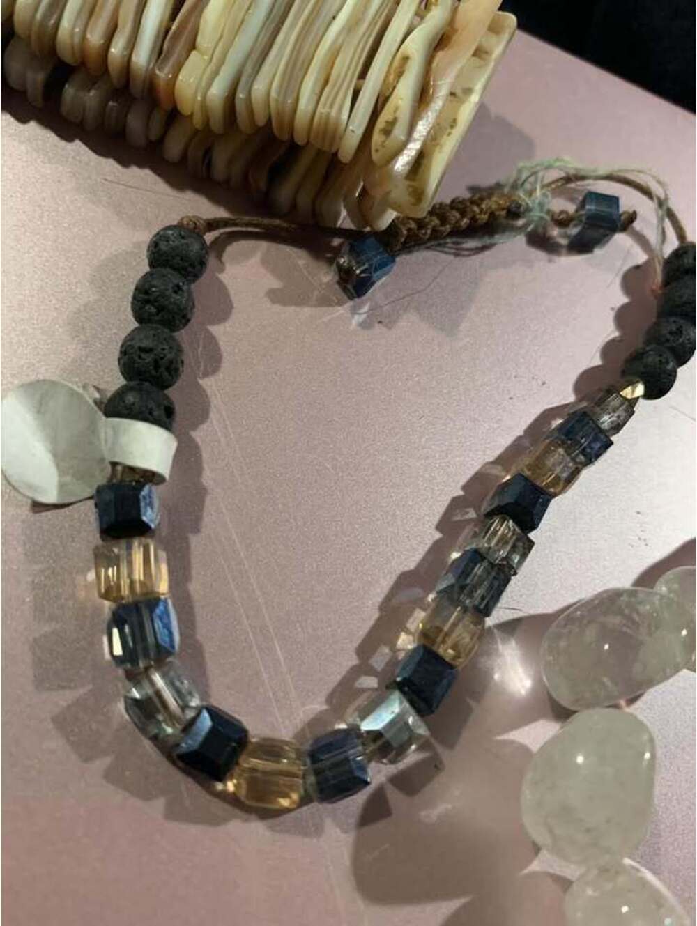 Handmade Beaded Bracelet with Mixed Stone and Lava Beads